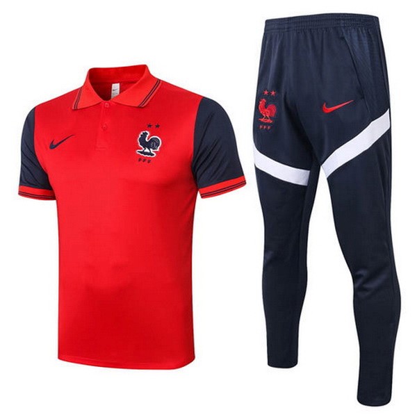 Polo Conjunto Completo Francia 2020 Rojo Negro